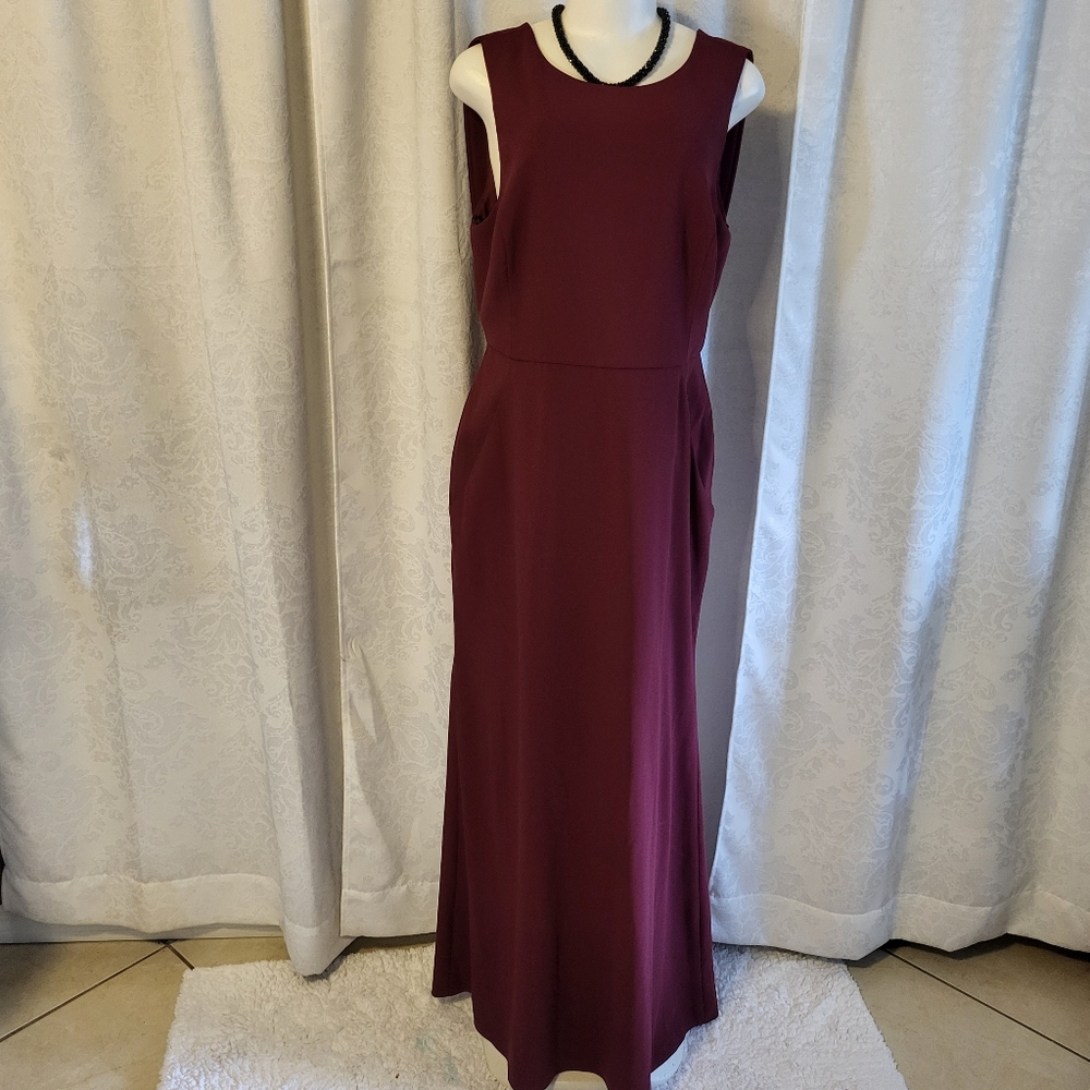 Dessy Collection Draped Backless Crepe , Women Evening Gown, Size 16R, Red